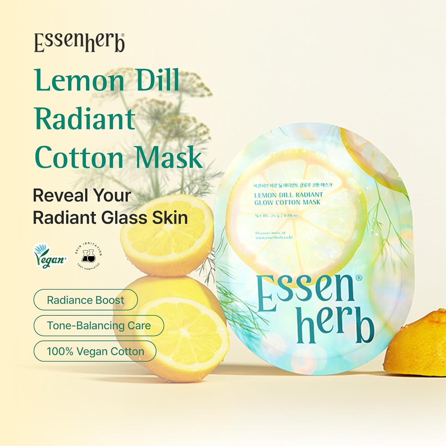 Lemon Dill Rdiant Glow Sheet Mask – Niacinamide, TXA (5 Count)